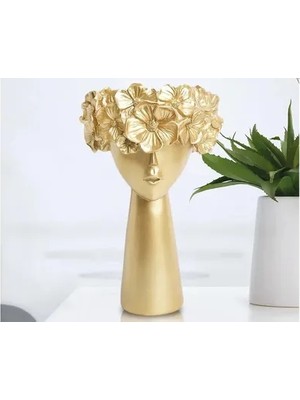 Vivense Çiçek Kız Saksı Büyük Boy, Gold