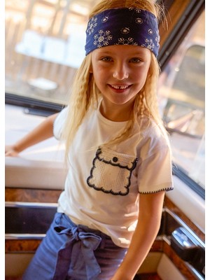 Mayoral Kız Çocuk Aplikeli T-Shirt Krem - 03013