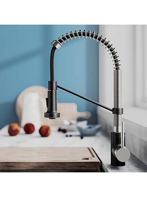 Mabeyn KPF-1610SFSMB Bolden 46 cm Ticari Mutfak Bataryası, Çift Fonksiyonlu Çekme Püskürtme Kafası, Paslanmaz Çelik/mat Siyah