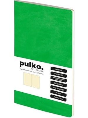 Mabeyn Pulko Notebook Not Defteri, 13X21CM, Terzi Dikiş, Termo Deri Kapak, 96 Sayfa, 80GR. Ivory, Düz, 032, Yeşil