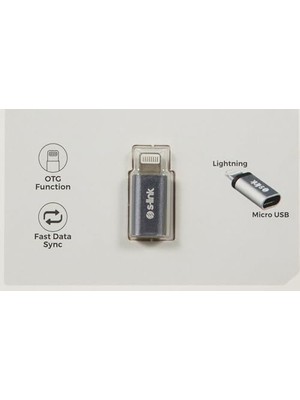 Mabeyn SL-TA20M Gümüş Metal Gövde Microusb 5pin F To Lightning M Çevirici