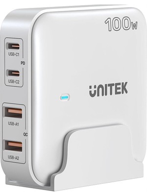 Mabeyn Masaüstü Şarj Cihazı Unitek P1229AWH01 Gan 2xusb-C 2xusb-A Pd 100W Qc Beyaz