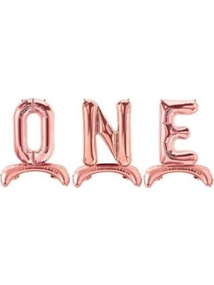 Mabeyn Ayaklı Büyük Boy One Folyo Balon 32 Inç 80 cm Rose