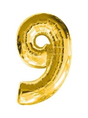Mabeyn - 9 Rakamı Altın Folyo Balon 16 Inch 40 cm
