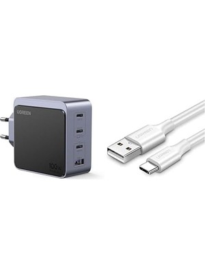 Mabeyn Nexode Air Şarj Seti: 100W 4-Port Adaptör ve 2m Beyaz Usb-C Kablo