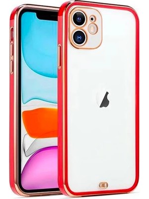 TKÇ iPhone 12 Mini 5.4inç Gold Çerçeve Kamera Korumalı Bumper KILIF-(5775)