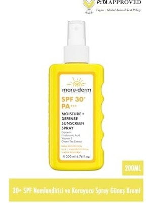 Mabeyn Maru.derm Spf 30+ Nemlendirici + Koruyucu Güneş Kremi Spreyi 200 ml