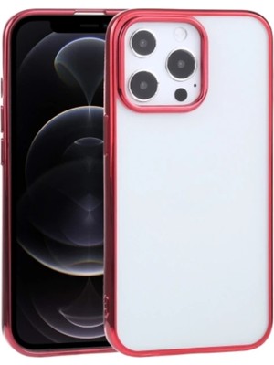 TKÇ iPhone 13 Pro Max 6.7inç  Lazer Kaplama Renkli Kenar Şeffaf KILIF-(5775)