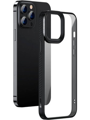 TKÇ Baseus Crystal iPhone 13 Pro 6.1 Kılıf Jel Çerçeve Zırhlı Silikon KILIF-(5775)