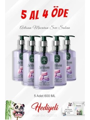 Mabeyn Artisan 600 ml Macaron Sıvı Sabun 5 Al 4 Öde ve Rosie Pamuk