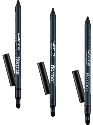 Mabeyn Smoky Eyes Mat Bitişli & Suya Dayanıklı Sünger Başlıklı Göz Kalemi (3 Paketi)