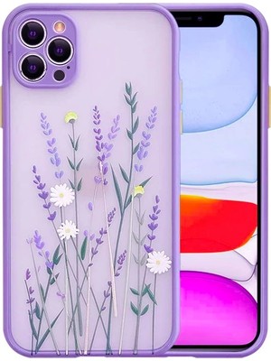TKÇ iPhone 12 Pro 6.1inç Kamera Korumalı Çiçek Desenli Silikon KILIF-(5775)