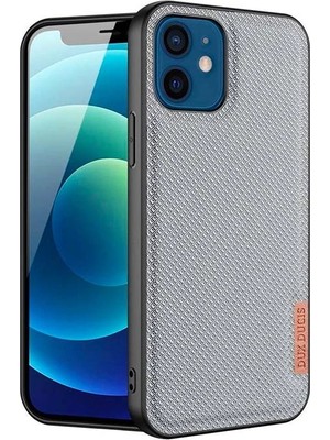 TKÇ Dux Ducis Fino Serisi iPhone 12 -12 Pro 6.1inç Kılıf Premium Dokuma Silikon KILIF-(5775)