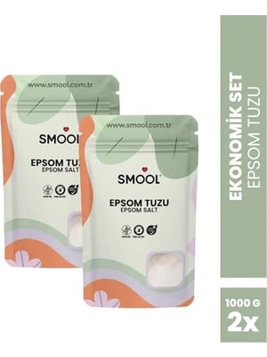 Mabeyn Epsom Tuzu 2'li Set (2X1000 Gr) Ingiliz Tuzu Katkısız, Banyo Tuzu Ayak Banyosu Peeling 2 kg