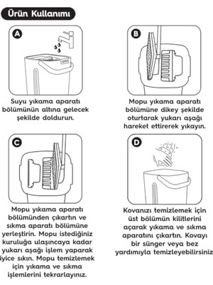 Mabeyn Gri Tablet Mop 4 Adet Yedekli Temizlik Seti Paspas
