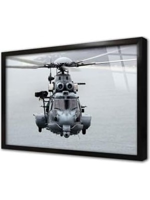 Mabeyn Tablosan Savaş Helikopteri Çerçeveli Cam Tablo 30X40 cm CA01168