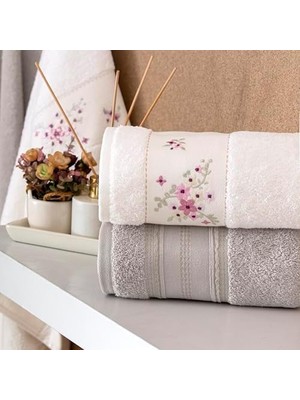 Mabeyn Taç Vega Pure Düz Pamuk Hamam Seti, Krem, 4'lü Set