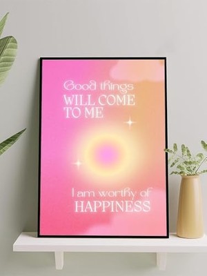 Mabeyn Radiant Wishes, Işıltılı Dilekler Manifest, Olumlama, Mantra, Spiritüel, Meditasyon Çerçeveli Tablo