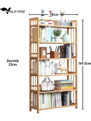 Mabeyn 6 Katlı Bambu Raf Kitaplık 78X23X149,5 cm Çok Amaçlı Düzenleyici Dekoratif Organizer