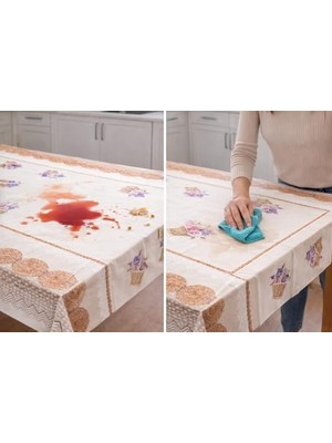 Mabeyn Desenli Masa Örtüsü, Çiçekli ve Kahve Temalı Modeller, Mutfak ve Yemek Masası Için, Farklı Desen Seçenekleri 140 * 140 cm (Lavendra Provence)