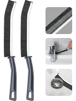 Mabeyn 2’li Paket Ince Uzun Boşluk Temizleme Fırçası - Sert Kıllı Pencere Rayı, Derz ve Mutfak Detay Temizleyici - Ergonomik Saplı Dar Alan Süpürgesi