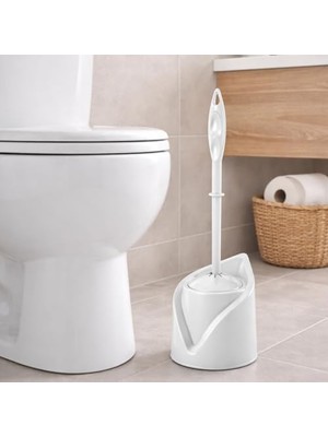 Mabeyn Tuvalet Temizleme Fırçası Etkin Uçlu Klozet Fırçası Seti Wc Fırçası Temizleyici Uçlu Fırça (Beyaz)