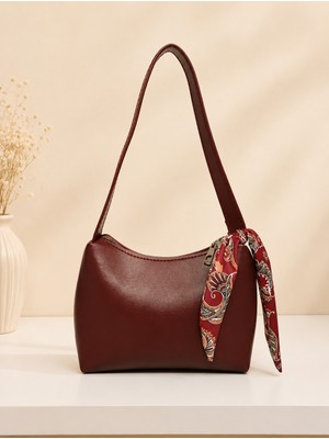 Zeydila Bordo Şal Detaylı Mini Omuz Çantası – Günlük Şık Kadın Çanta