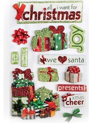 Mabeyn Productions 3D Çıkartmalar 4,5"x8,5"-All I Want For Christmas