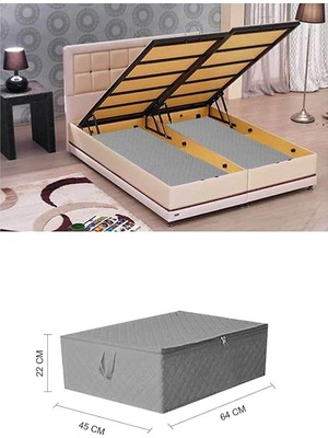 Mabeyn Çekyat Tipi Hurç - Altı Büyük Boy Saklama Hurcu 64 x 45 x 22 cm Gri