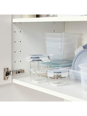 Mabeyn Asıa 365+ Cam Saklama Kutuları, Kapaklı Yiyecek Kabı, Squareglass 180ML, 3'lü Set