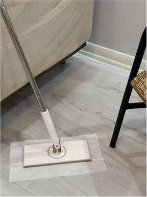 Mabeyn Tembel Mop - Tüm Bezleri Kendi Alabilen Otomatik Mop, 360° Dönebilen, Kullan At Bezler Için Pratik Mop
