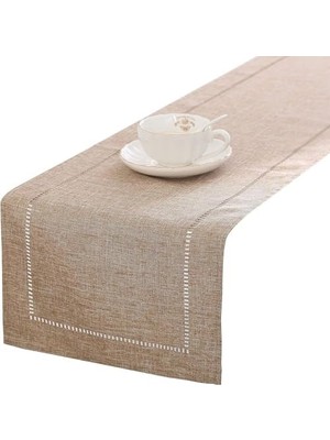 Mabeyn Masa Örtüsü, 32X180CM Dekoratif Masa Örtüsü Çiftlik Evi Stili, Günlük Polyester Masa Örtüsü, Rustik Çiftlik Evi Masa Örtüleri, Günlük Yemek, Düğün Partisi, Ev Dekorasyonu Için (Bej)