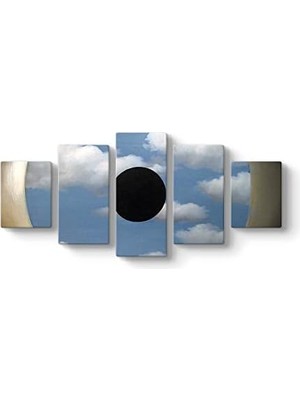 Mabeyn Rene Magritte - The False Mirror Tablosu 127 x 56-5 Parçalı