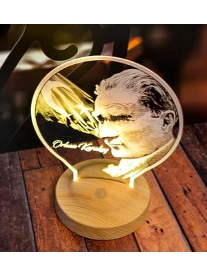 Mabeyn 100. Yıl Atatürk Görselli Hediye, Atatürk Ofis Hediyesi, Atatürk Fotoğraflı Kişiye Özel Isimli LED Lamba, Atatürk ve Türk Bayrağı Hediyesi