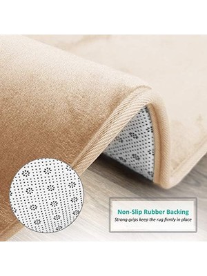 Mabeyn Clark Banyo Halıları, Ultra Yumuşak Kaymaz ve Emici, Kadife Hafızalı Köpük Banyo Paspası Set - 20 x 32/17 x 24/19 x 24, Krem