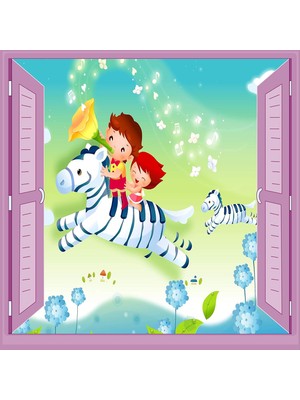 Mabeyn Çocuk Odası Bebek Odası Pencere Poster Duvar Kağıdı At Çocuklar