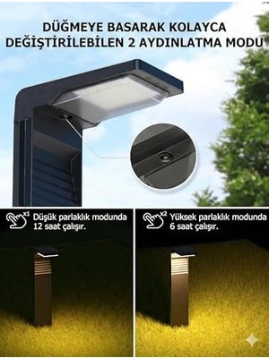 Mabeyn Güneş Enerjili Bahçe Lambası, Modern Tasarım, IP54 Su Geçirmez Heroled Dış Mekan Solar Aydınlatma, 200 Lümen 3200K Gün Işığı, 2200MAH Batarya, 2 Modlu Sokak ve Yol Lambası
