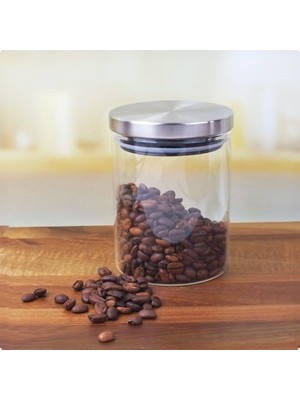 Mabeyn 300 ml Vakumlu Metal Kapaklı Borosilikat Cam Kavanoz (8.5CM*10CM) 1 Adet