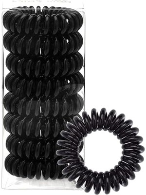 Mabeyn Spiral Saç Bandı, 8 Pcs Siyah Telefon Kablosu Tasarımlı Elastik Saç Tokası, Iz Bırakmayan Güçlü Tutuşlu Sarmal Yapı, Su Geçirmez Kadın ve Kız Çocuk Aksesuarları, Bileklik Kullanımı