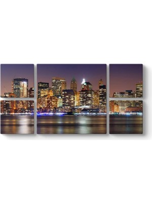 Mabeyn New York Şehir Panorama Tablosu 126 x 63-5 Parçalı