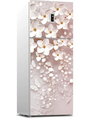 Berry Store Buzdolabı Kaplama Dolap Kaplama Etiketi 3D Pembemsi Ağaç