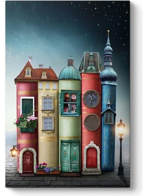 Mabeyn Eski Kitaplar ile Sihirli Şehir Tablosu 50 x 75
