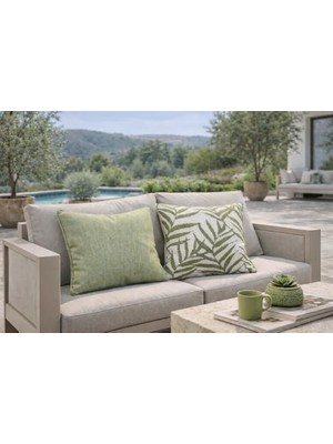 Mabeyn Base Düz - Yeşil Dekoratif Yastık 45X45 cm – Suya Dayanıklı, Solmaya Dayanıklı Kumaş, Dolgulu Bahçe Balkon ve Teras Kırlenti