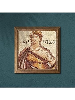 Mabeyn Soteria Mozaiği Taş Duvar Tablosu Ahşap Çerçeveli Duvar Dekoru Art 25X25CM W1-74