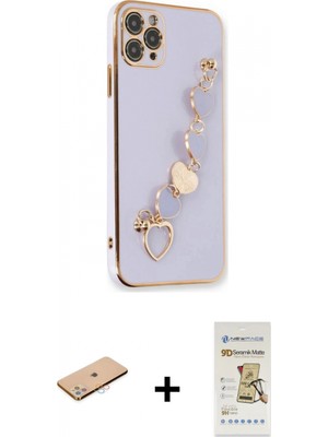 Pileli Store Pilelistore™ iPhone 11 Pro Max Kılıf Nova Işık Prime - Siyah Mat Seramik Nano Ekran Koruyucu + Renkli Kamera Lens Koruma Cam - Pe