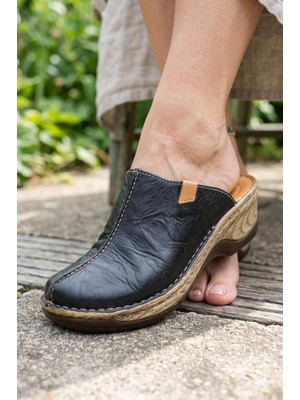 Shoemix Hakiki Deri Kadın Konfor Sabo Terlik-Anatomik Günlük Hemşire ve Doktor Terliği