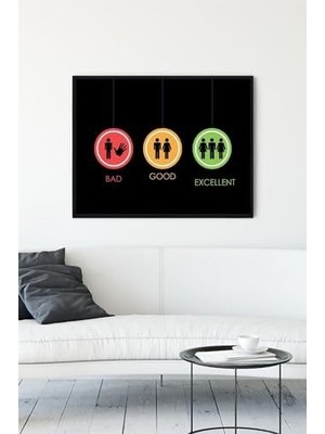 Berry Store (PSTER9718) 3 Tip Erkek Eğlenceli Mizahi Çerçeveli Tablo (50X70CM)