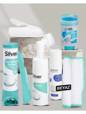 Beyaz Erkek Spor Ayakkabı Bakım Seti ( Boya & Deodorant & Köpük & Jel )