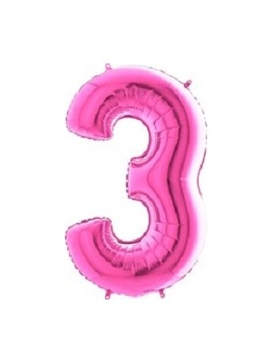 BenimMarifetlerim 3 Rakamı Pembe Folyo Balon 16 Inch 40 cm