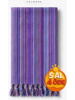 Calmera Etnika Peştemal | İnce - Renkli Saçaklı | Plaj Pareo, Deniz, Havuz, Yoga, Pilates Havlusu - Mor